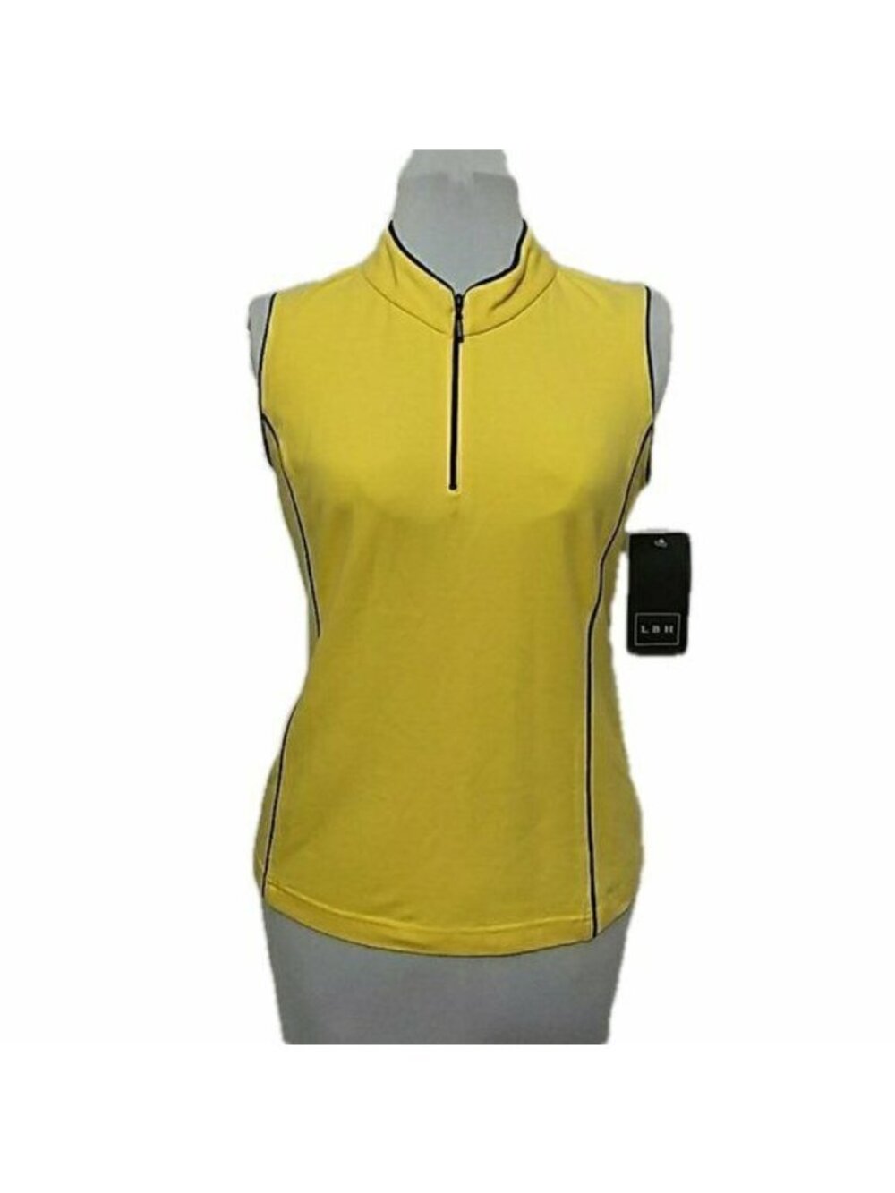 LBH Womens M Tennis Golf Pickleball Top Yellow Sleeveless 1/4 Zip New USA Made